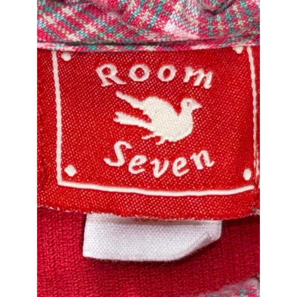 Room Seven Girls Patchwork Corduroy Dress Floral Plaid Tiered Boho Red Pink 4